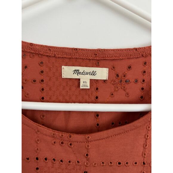 Madewell Women's Per Se Eyelet Top - Orange - Size XL - Picture 6 of 7